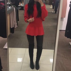 Zara red knit top